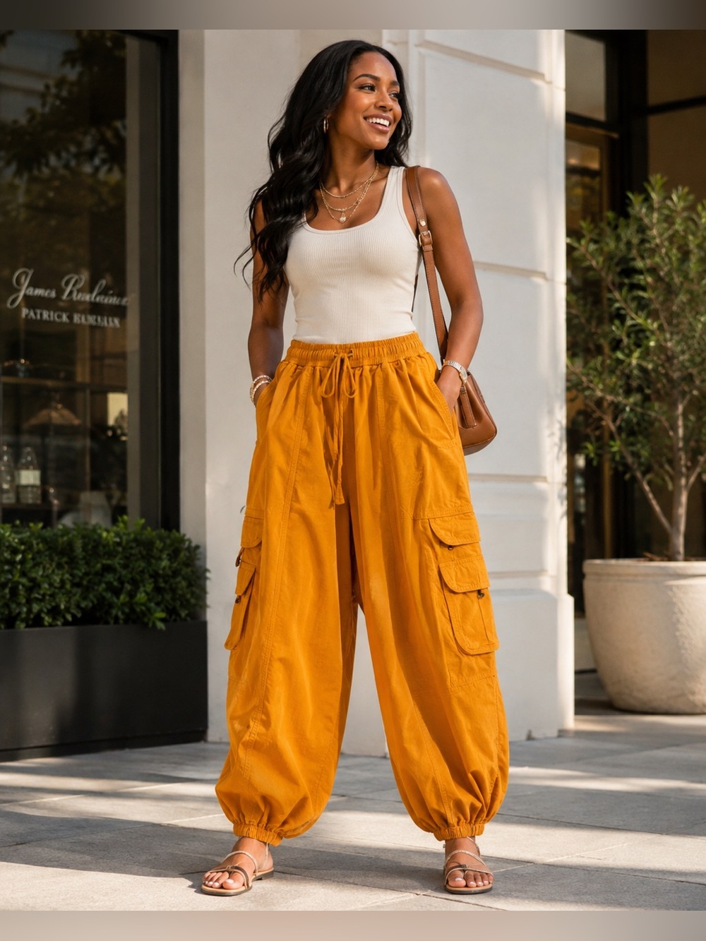 Nepal Boutique Cargo Pants S/M Mustard Yellow Cotton Harem Jogger Utility NWT